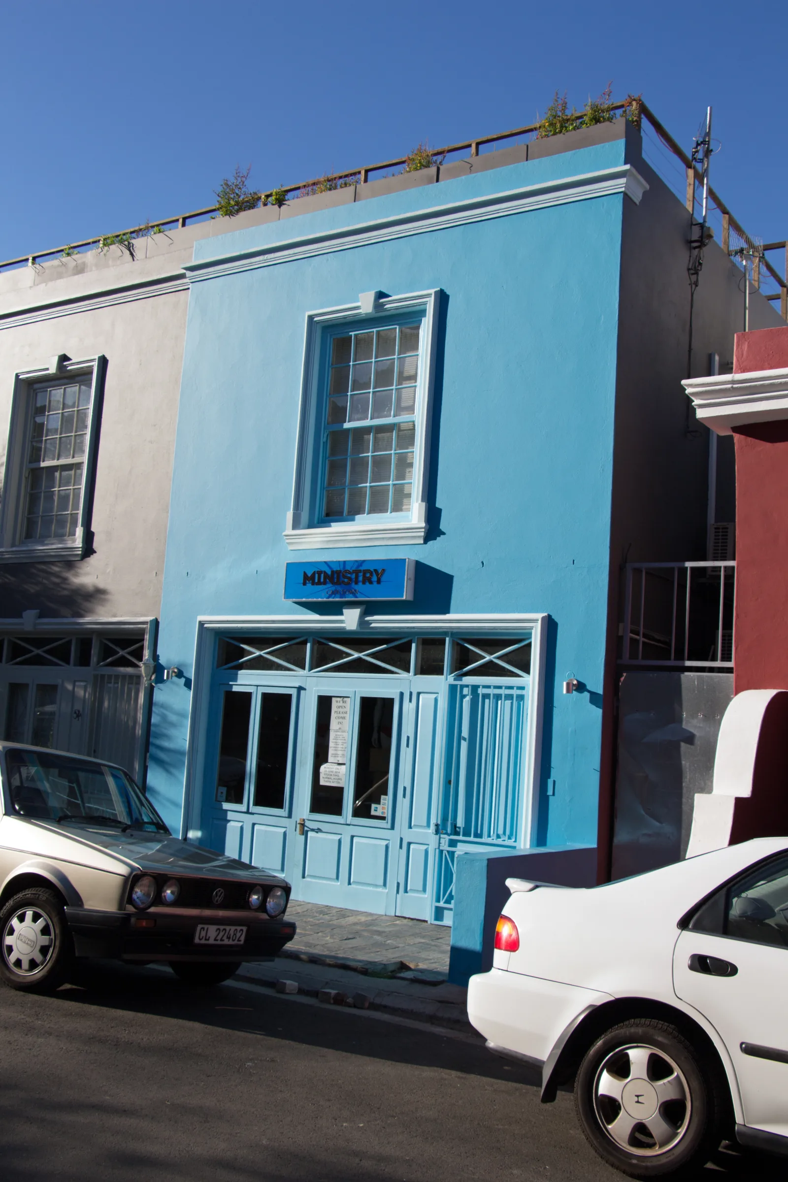 A blue heritage building in De Waterkant